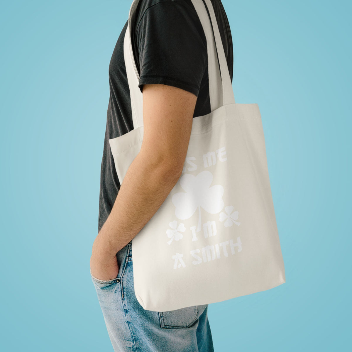 Kiss Me I'm A Smith Shamrock Design — Cotton Tote Bag
